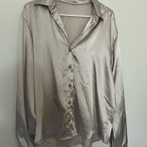Elegant Satin Button-Up Blouse
